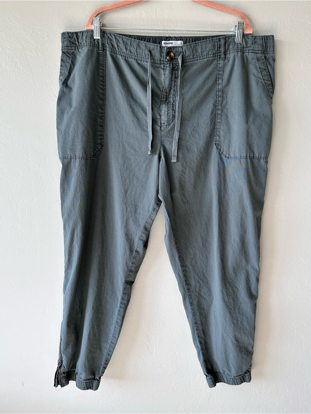 Sonoma Women’s Olive Green Drawstring Chinos Casual Pants Size 2X Cotton Blend